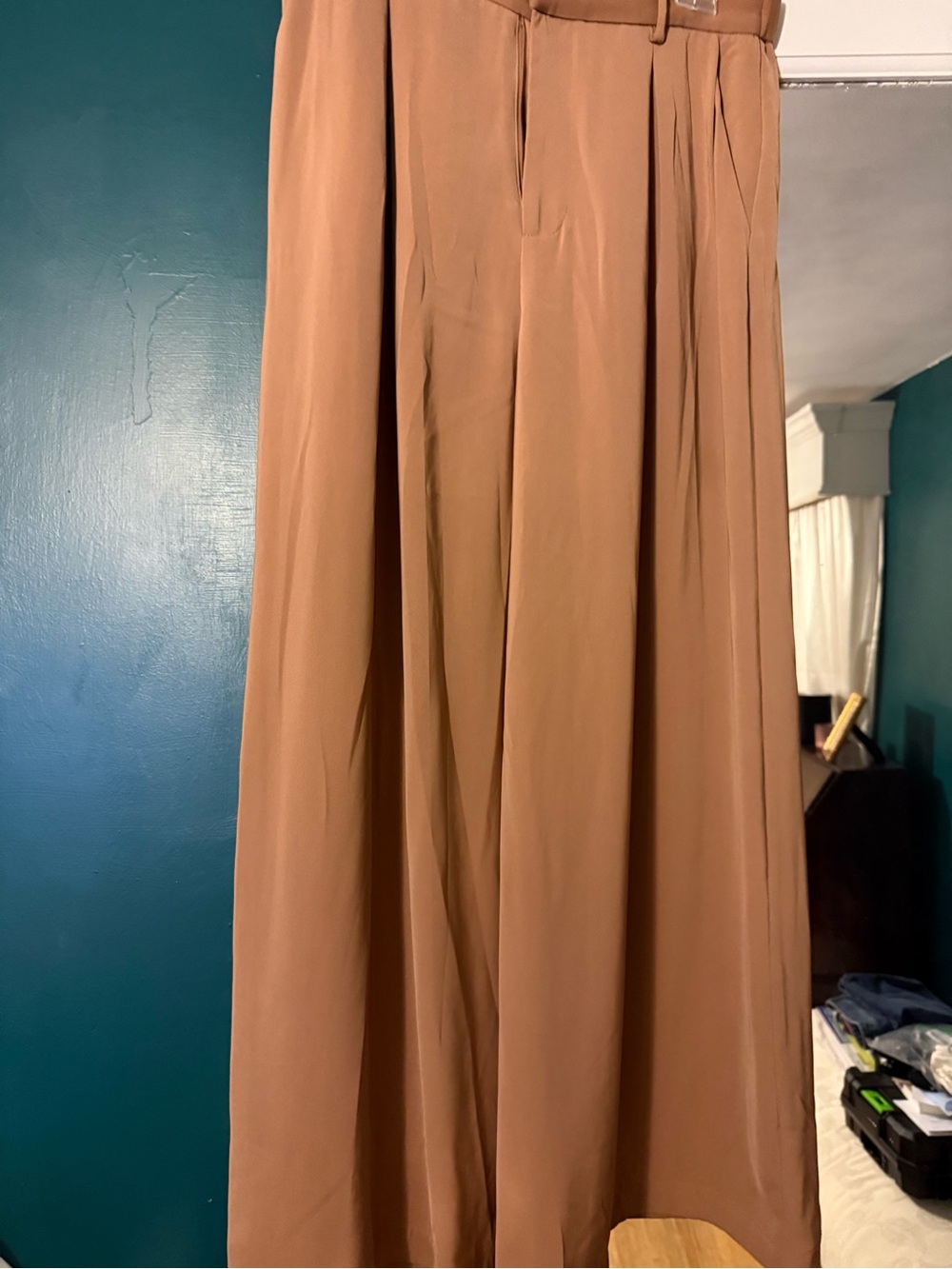 Women's Wide-Leg Tan Skirt-Style Trousers